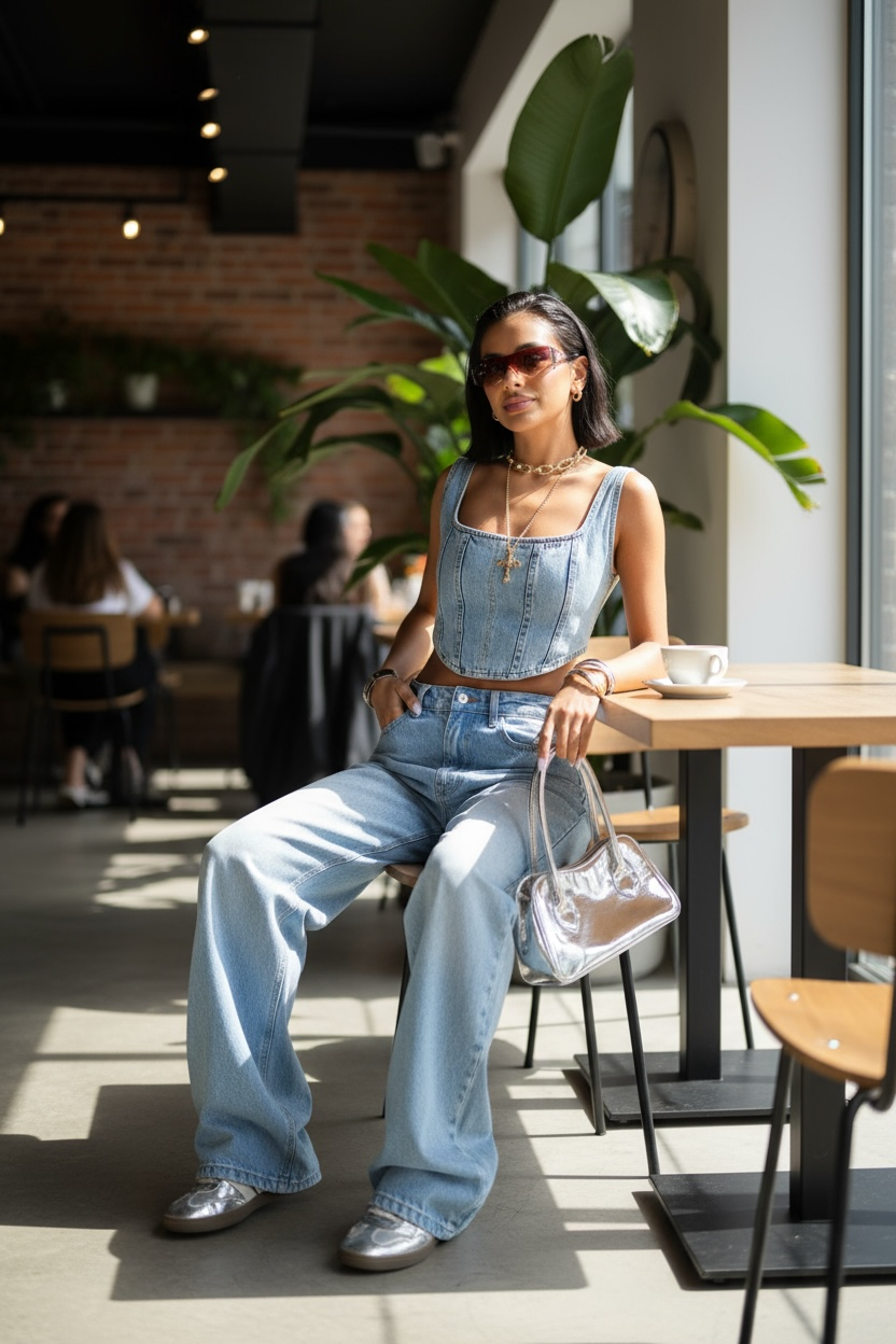 Pantalon Jean Oversize taille haute