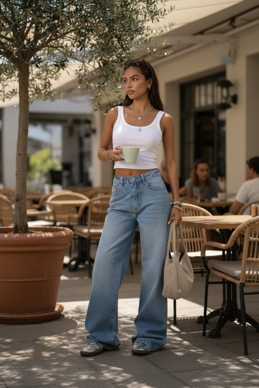 Pantalon Jean Oversize taille haute