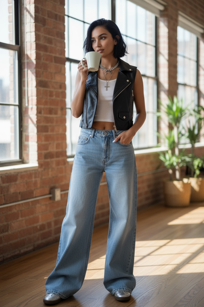 Pantalon Jean Oversize taille haute