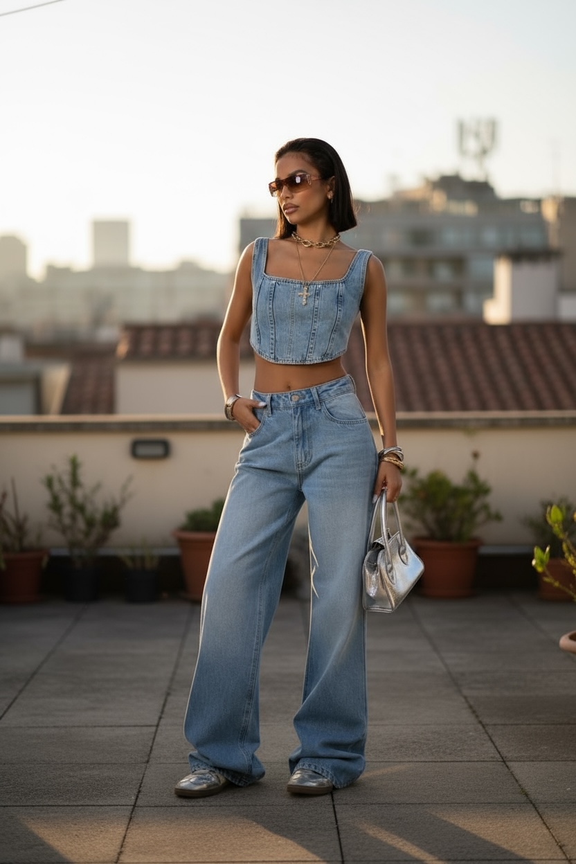 Pantalon Jean Oversize taille haute