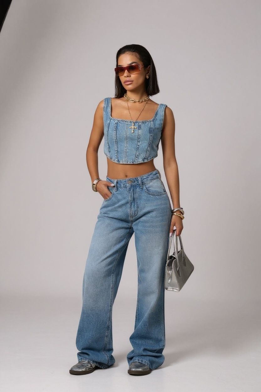 Pantalon Jean Oversize taille haute