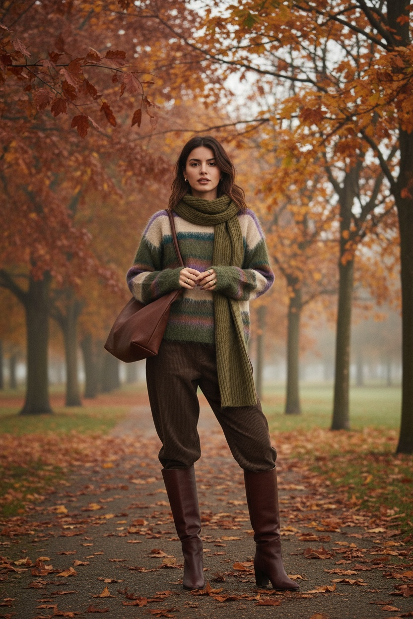 Pull mohair rayé vintage – douceur, chaleur et style rétro 🌿💜