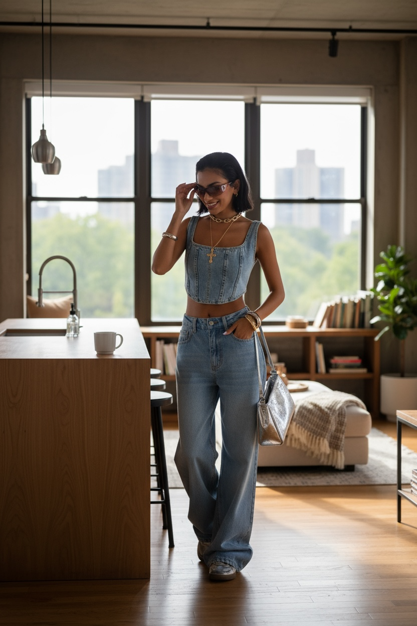 Pantalon Jean Oversize taille haute